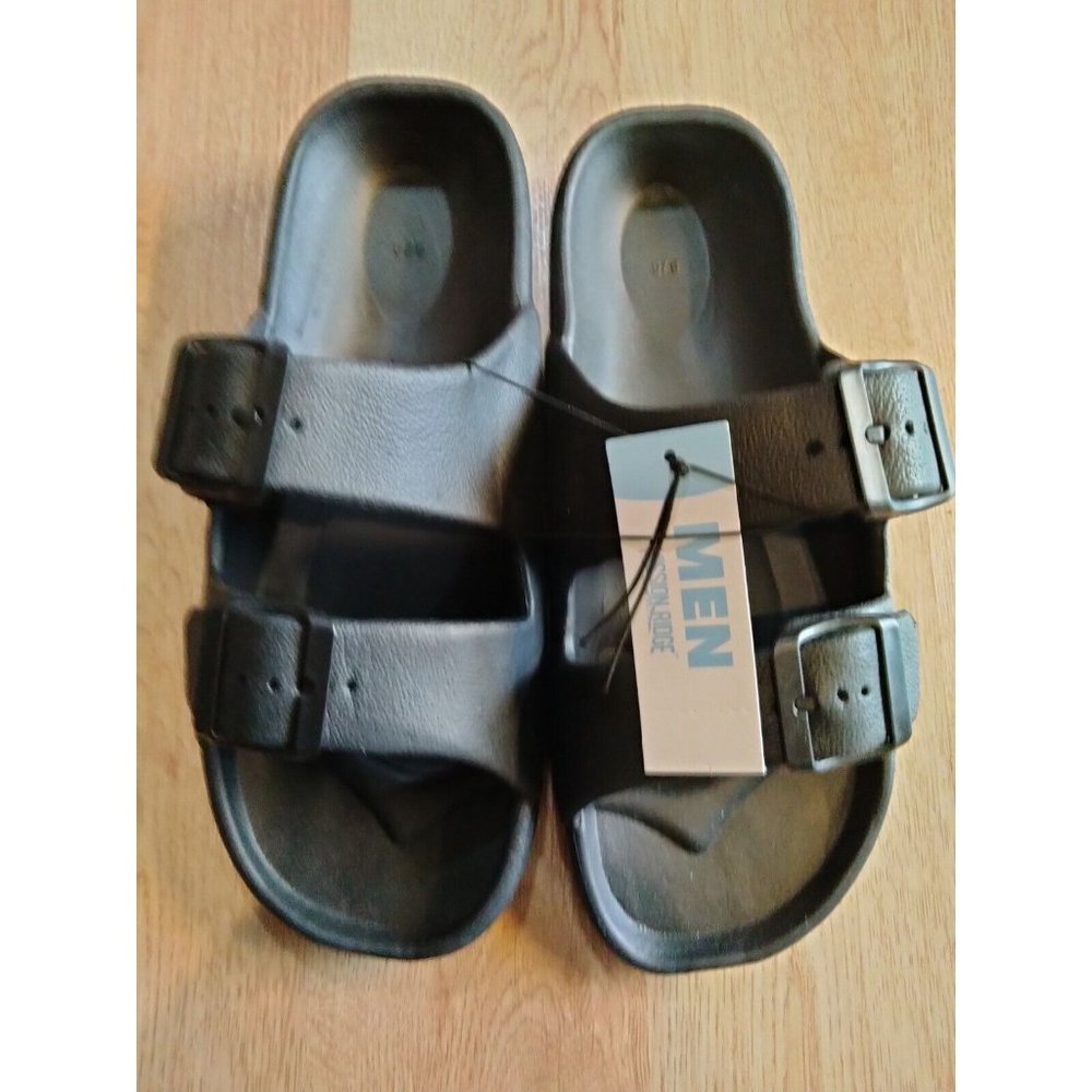 Mission Ridge Men's All Black Rubber Sandals Size‎ 8/9